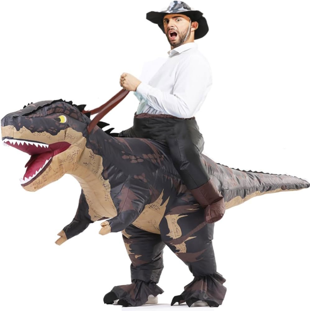 Review image for Rafalacy Inflatable Dinosaur Costumes Adult Size T-REX Ride on Halloween Costume Funny Dino Blow up Costume