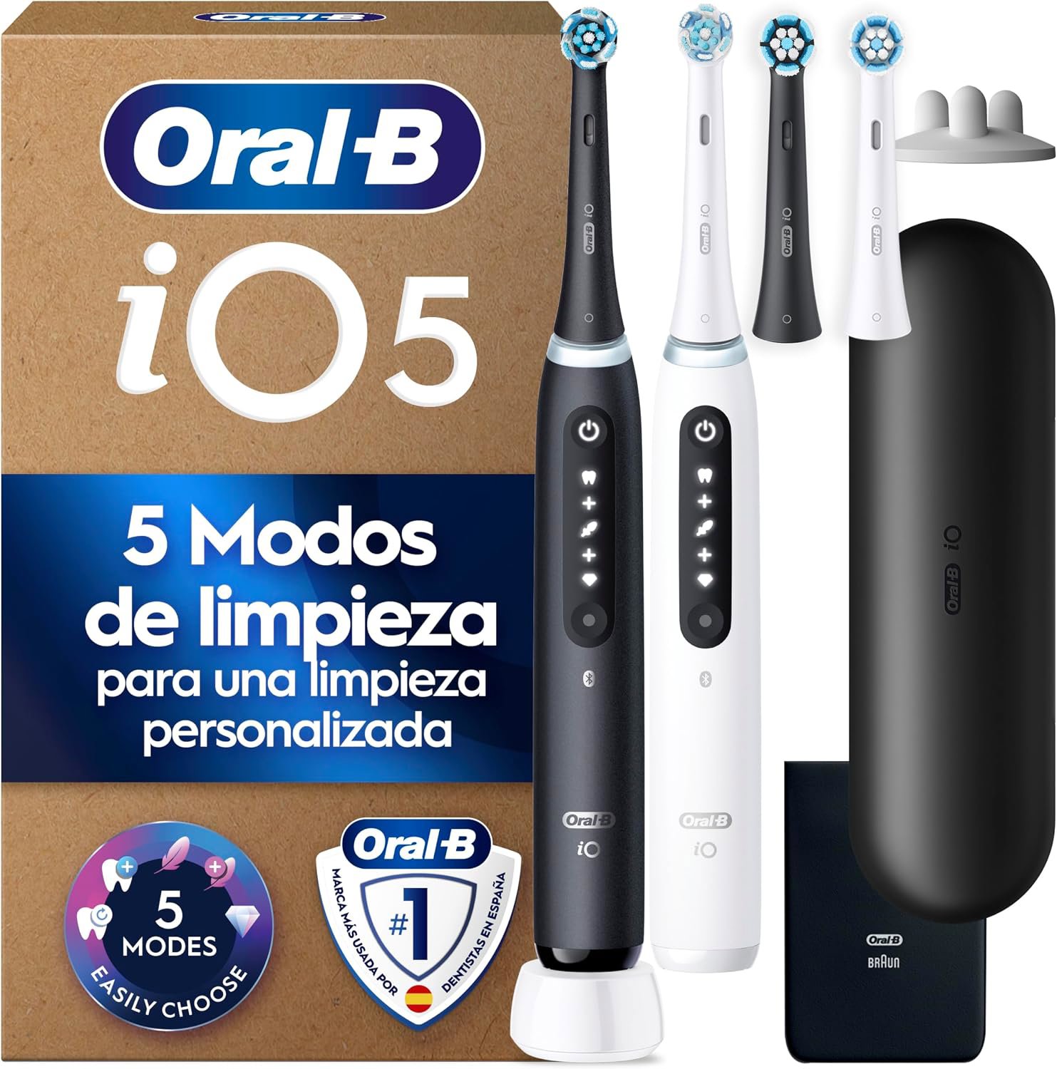 Review image for Oral-B iO 5N Cepillos de Dientes Eléctricos, Negro Y Blanco, Pack de 2