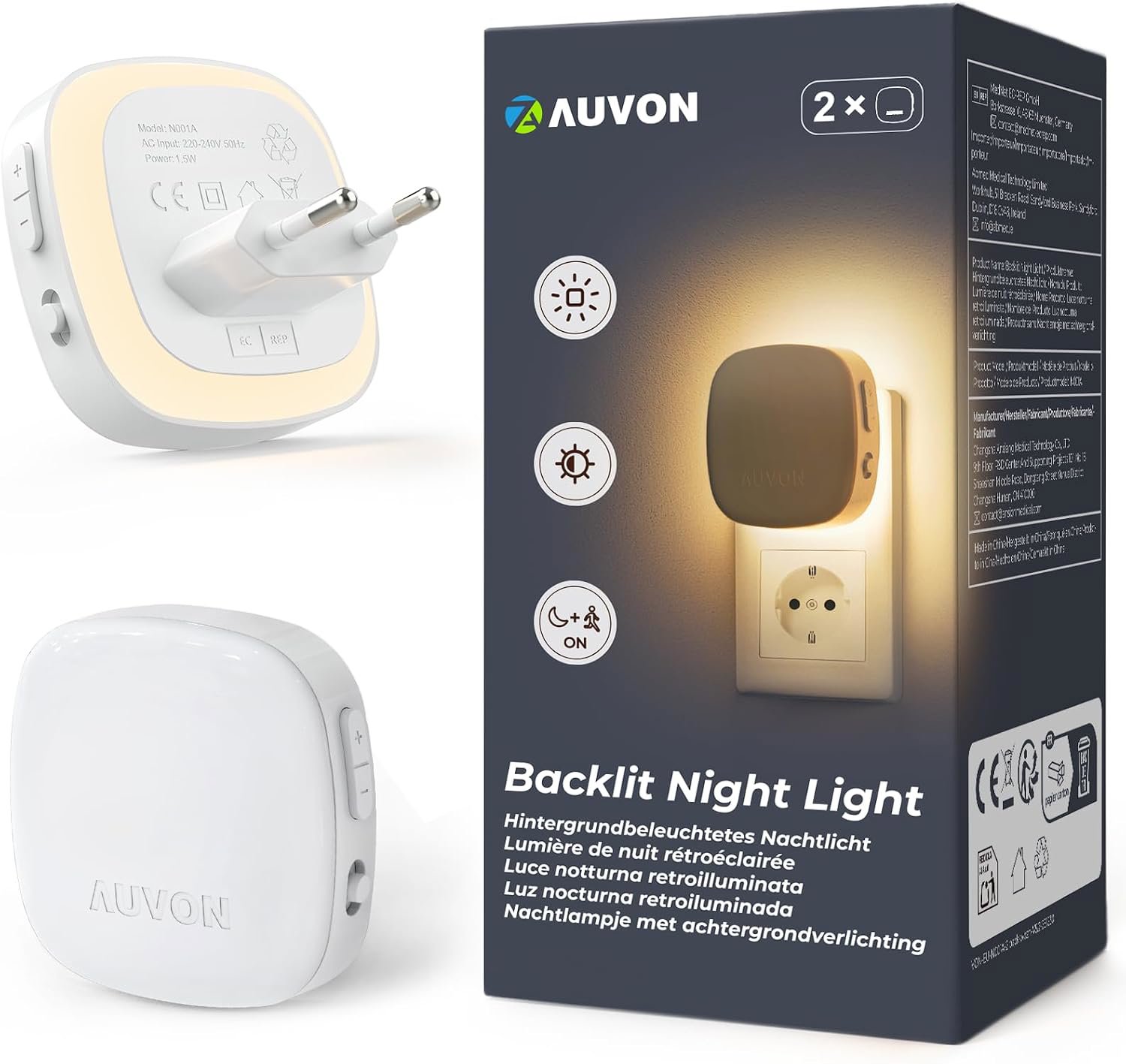 Review image for AUVON Nachtlicht Steckdose mit Bewegungssensor und Dämmerungssensor 2 Stück