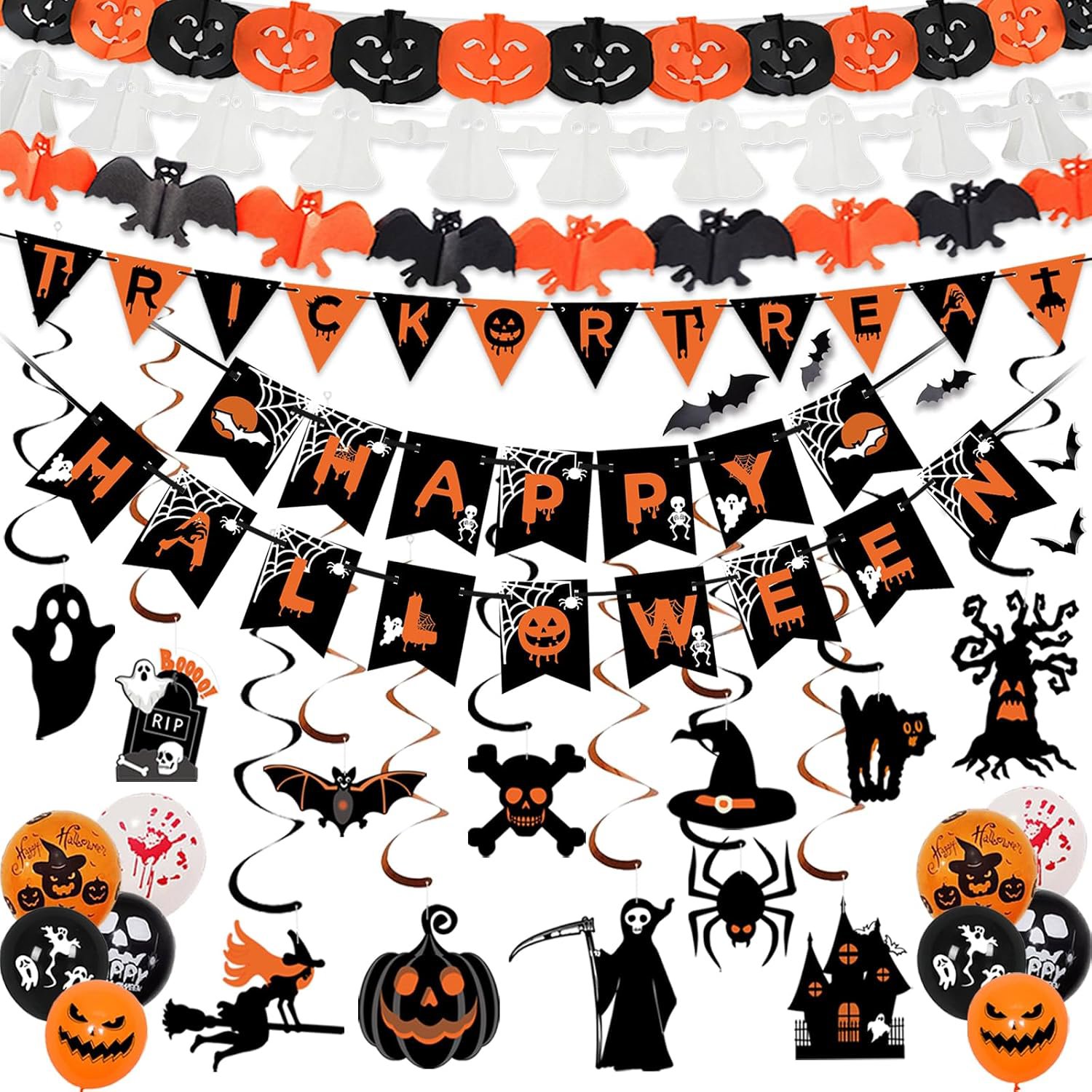 Review image for AMLOOPH Halloween Decorations Indoor Set - Happy Halloween Banner & Bunting