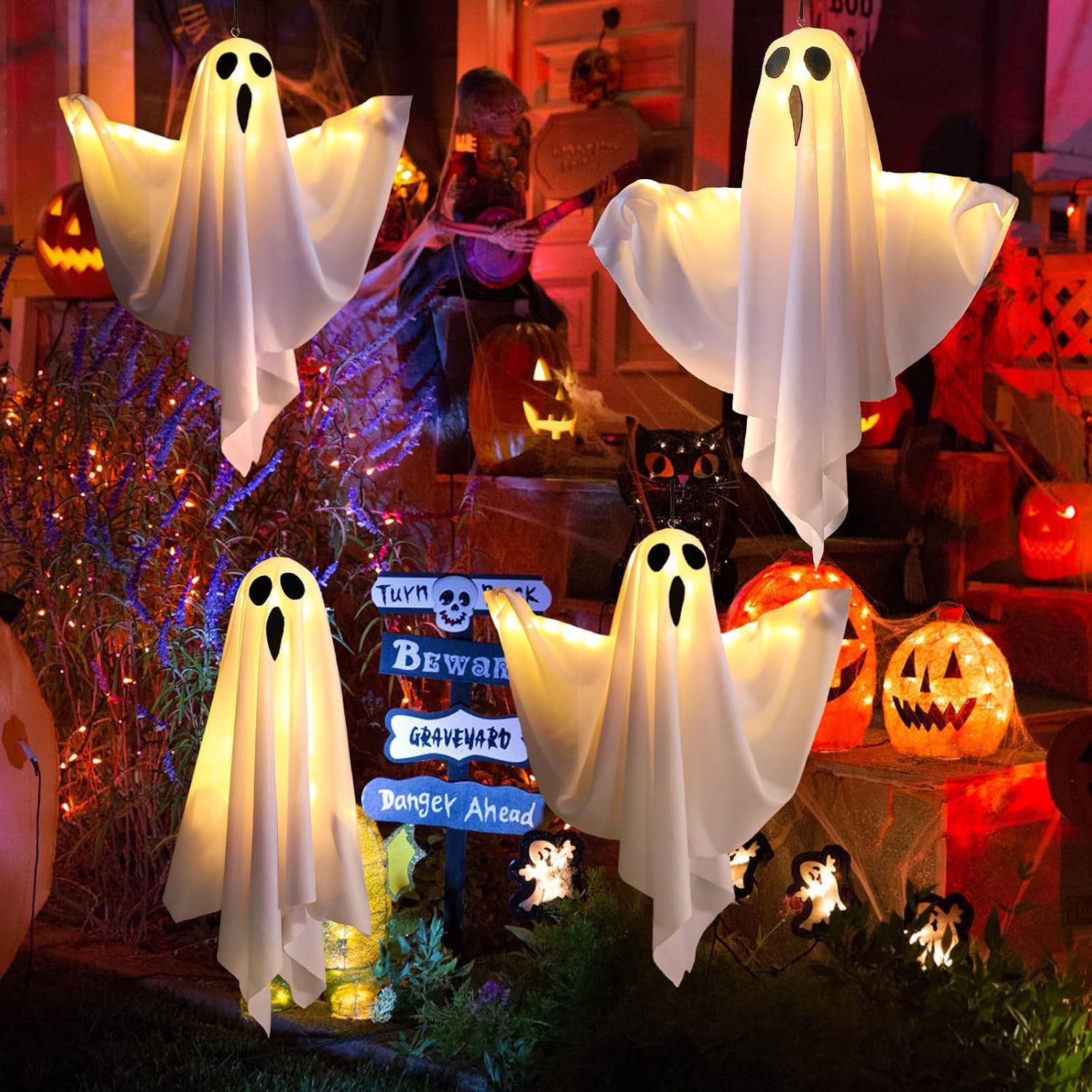 Review image for CNMTCCO Halloween Ghosts review: spooky decor that eats batteries