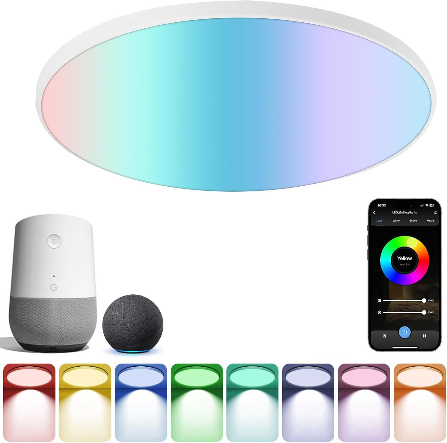 Review image for Autumn's Answer to Gloomy Mornings: Smart RGB Ceiling Light