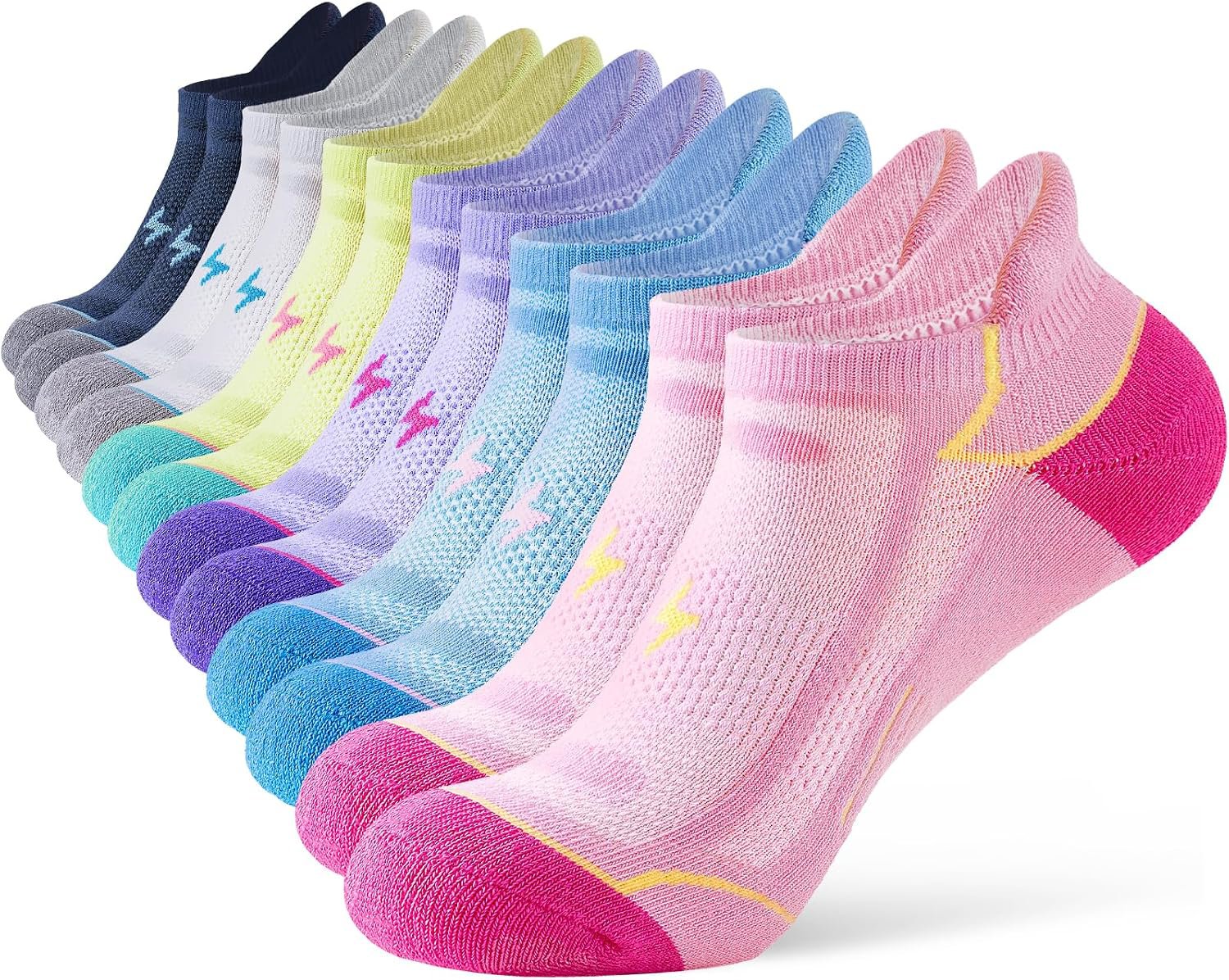 Review image for Niorasen Women's Cotton Ankle Socks, 6 Pairs, Cushioned for Running